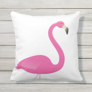 Grand Flamant rose sur le coussin extérieur blanc