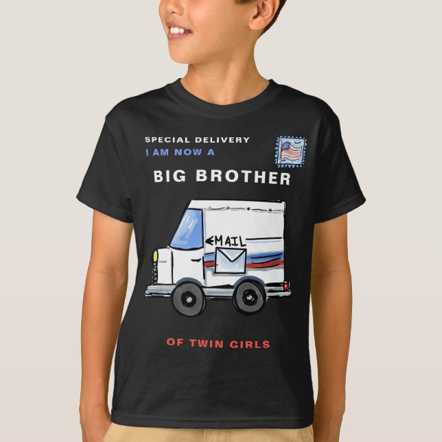 *~* GRAND FRÈRE Twin Girls Boys T-Shirt Post man (Devant)