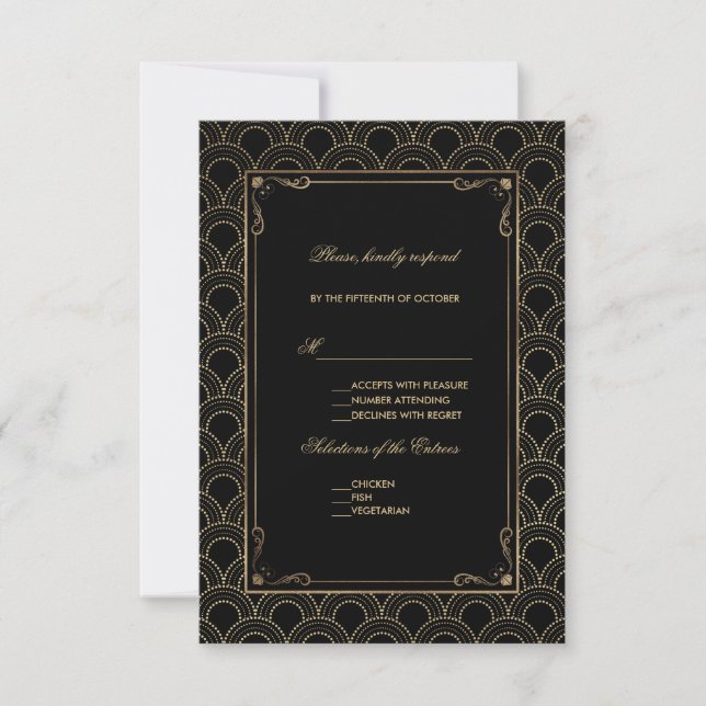 Grand Gatsby Vintage Art Déco Mariage RSVP (Devant)
