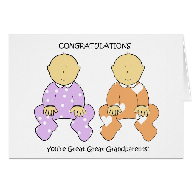 Grand grand-parents à jumeaux Félicitations (Devant horizontal)