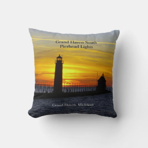 Grand Haven South Pierhead Lumière 2 face coussin