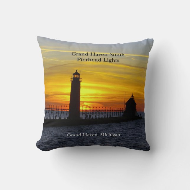Grand Haven South Pierhead Lumière 2 face coussin (Recto)