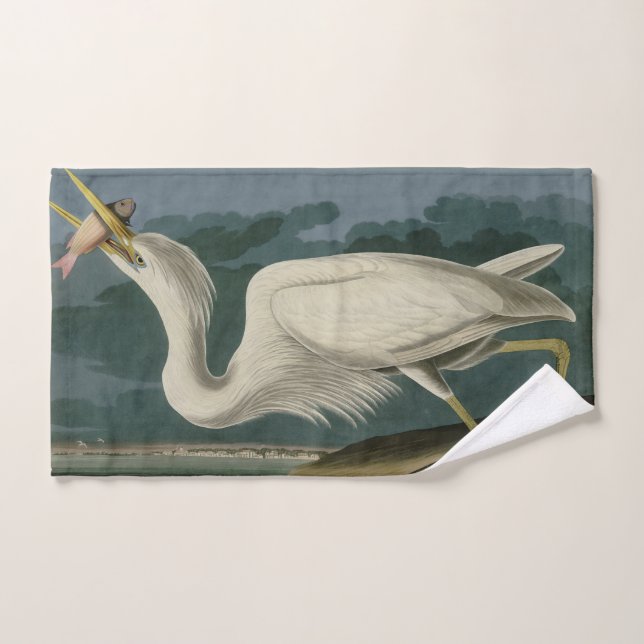 Grand héron blanc, des Oiseaux d'Amérique d'Audubo (Serviette à main)