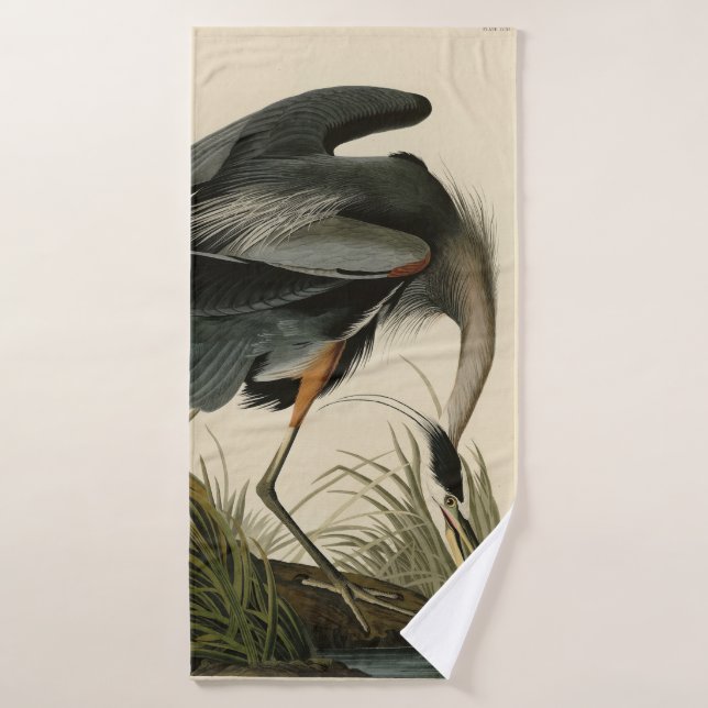 Grand héron bleu des oiseaux d'Amérique d'Audubon (Serviette de bain)