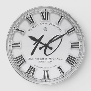 Grand Horloge 10ème Anniversaire de Mariage Argent