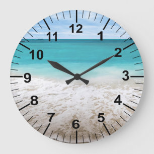 Grand Horloge Murale Thème Plage Océanique