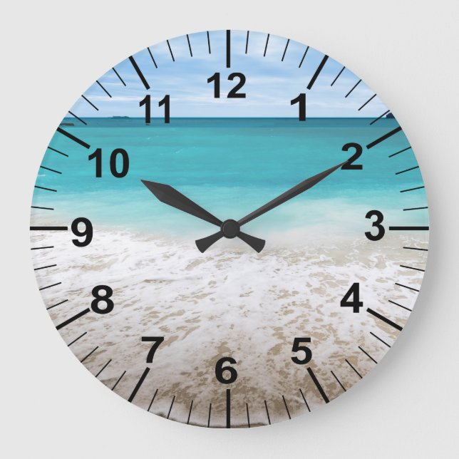 Grand Horloge Murale Thème Plage Océanique (Recto)