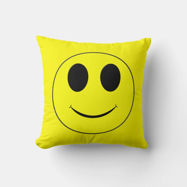 Grand Jaune Joyeux Oreiller Carré Visage (Recto)