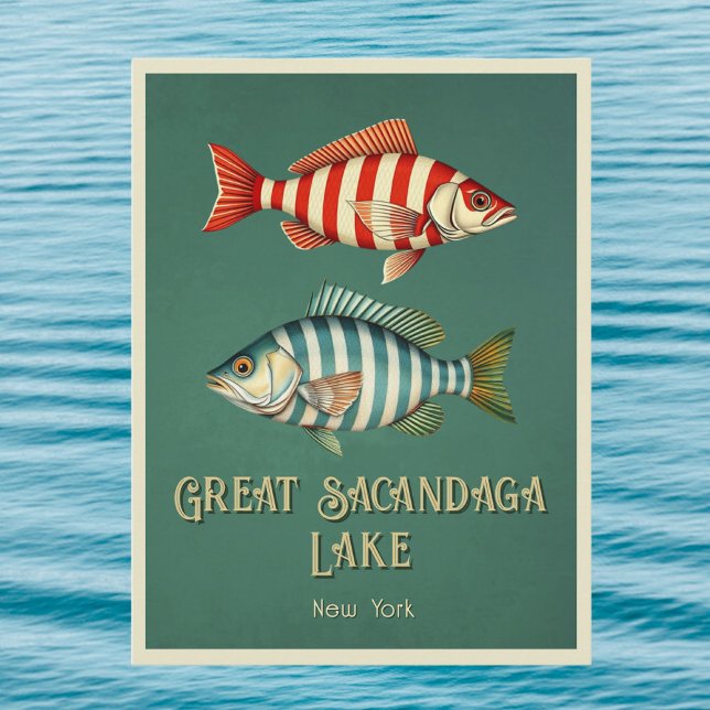 Grand lac Sacandaga New York poisson Carte postale (Créateur téléchargé)