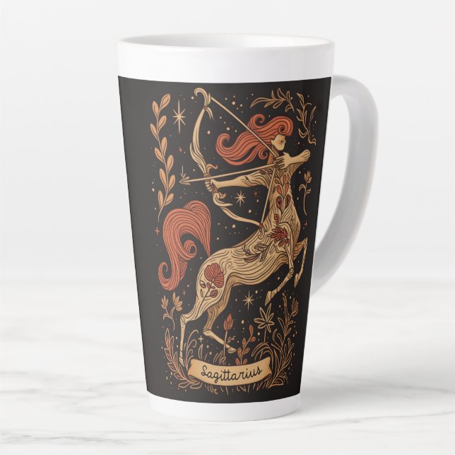 Grand latte Mug Sagittarius Céleste Zodiaque Art (Angle droit)