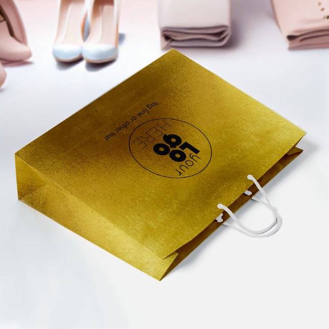 Grand logo personnalisé Gold Faux Foil Sac d'achat (Créateur téléchargé)