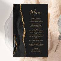 Grand menu de mariage noir or agate sombre Budget