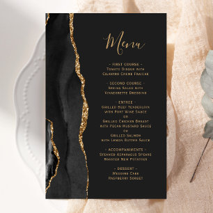 Grand menu de mariage noir or agate sombre Budget