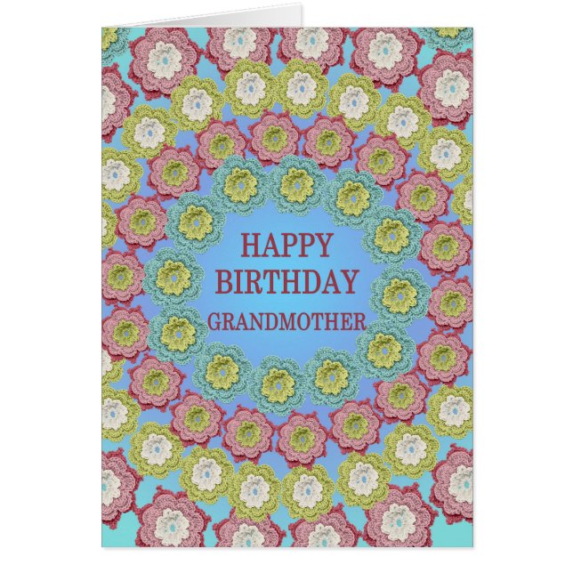 Grand-mère Anniversaire Crochet Fleurs (Devant)