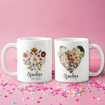 Grand-mère cadeau photo girly floral tasse à café