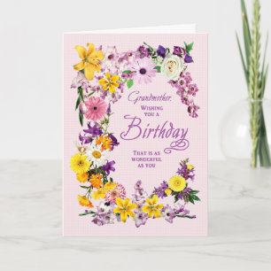 Grand-mère Carte cadre Fleur Anniversaire