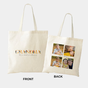 Grand-mère Floral Custom Photo Sac fourre-tout