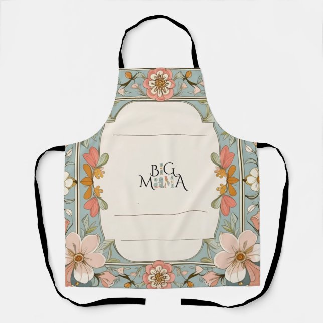Grand-Mère Je Suis Tablier Floral – Menthe & Fleur (Recto)