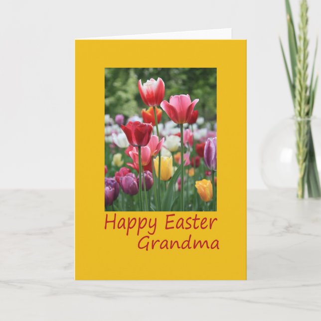 Grand-mère Joyeuse carte Tulip de Pâques (Devant)