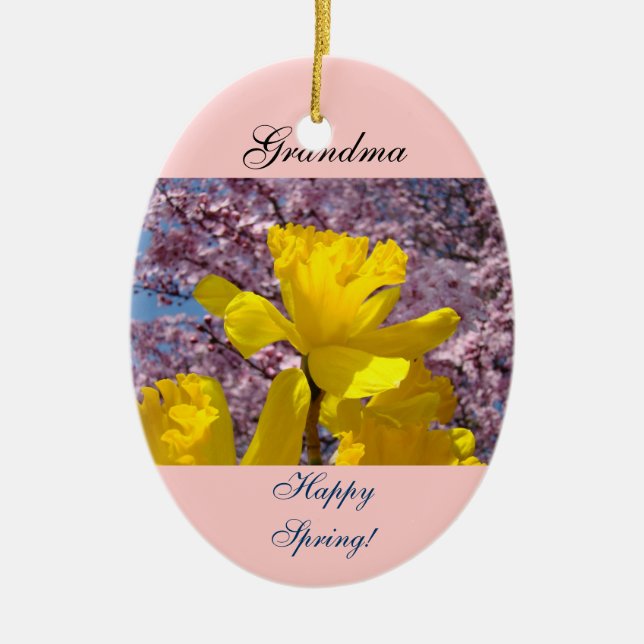 Grand-mère Joyeux Printemps ! Ornements Fleurs de  (Devant)