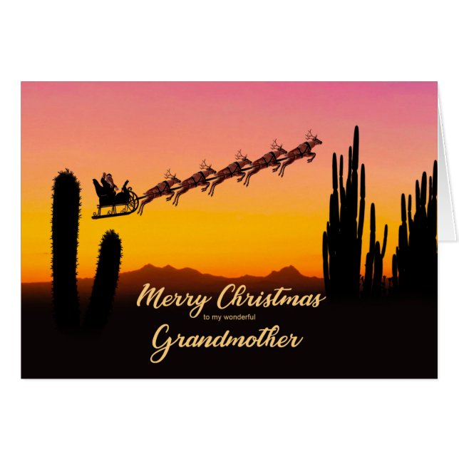 Grand-mère Noël Santa au-dessus du désert (Devant horizontal)