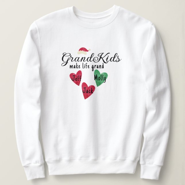 Grand-mère Sweatshirt de Noël - Noms personnalisés (Design devant)