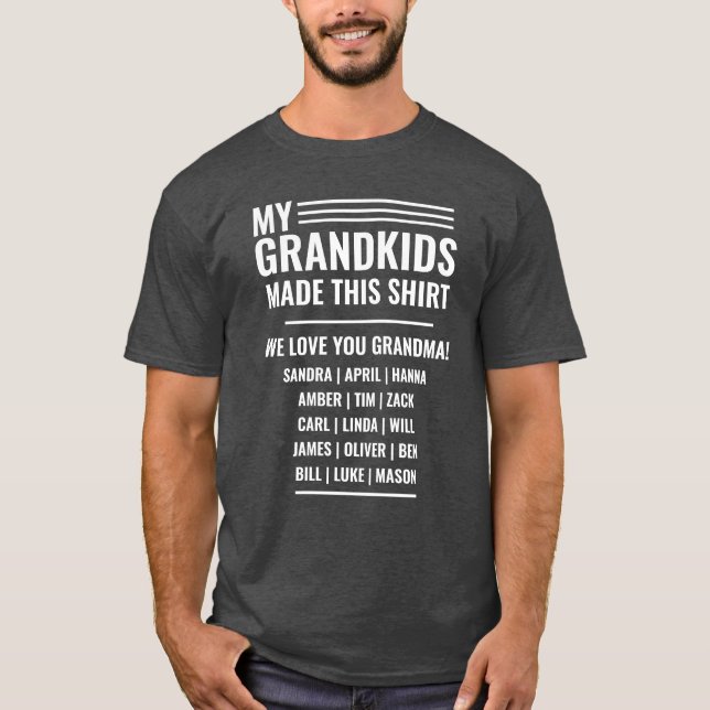 Grand-mère T-Shirt avec les noms des petits enfant (Devant)