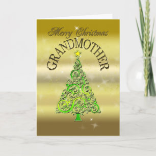 Grand-mère, une carte de Noël à effet or