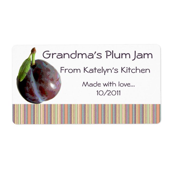 Grand-mère's Plum Jam Jar Étiquette (Personnaliser (Devant)