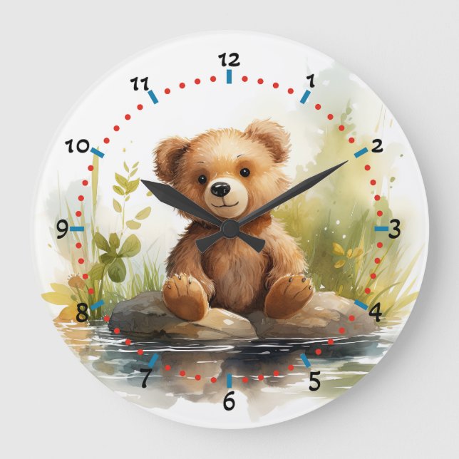 Grand mignon Teddy Bear mur Horloge cousue (Recto)