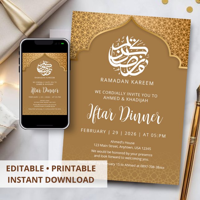 Grand Mosque Arch Ramadan Iftar Dinner Invitation (Créateur téléchargé)