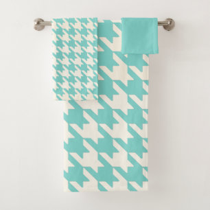 Grand Motif de Houndstooth Aqua Bleu et Blanc