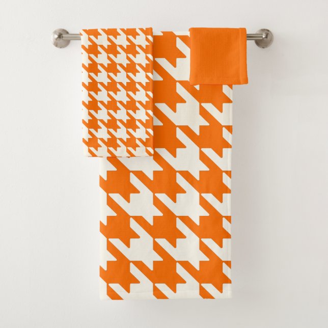 Grand Motif Houndstooth Bright Orange et Blanc (En situation)