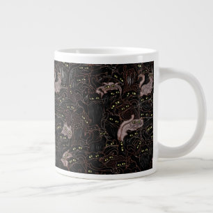 Grand mug à café Chats noirs aux yeux jaunes