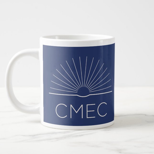 Grand mug à café CMEC - 20 oz, bleu marine avec bl (Gauche)