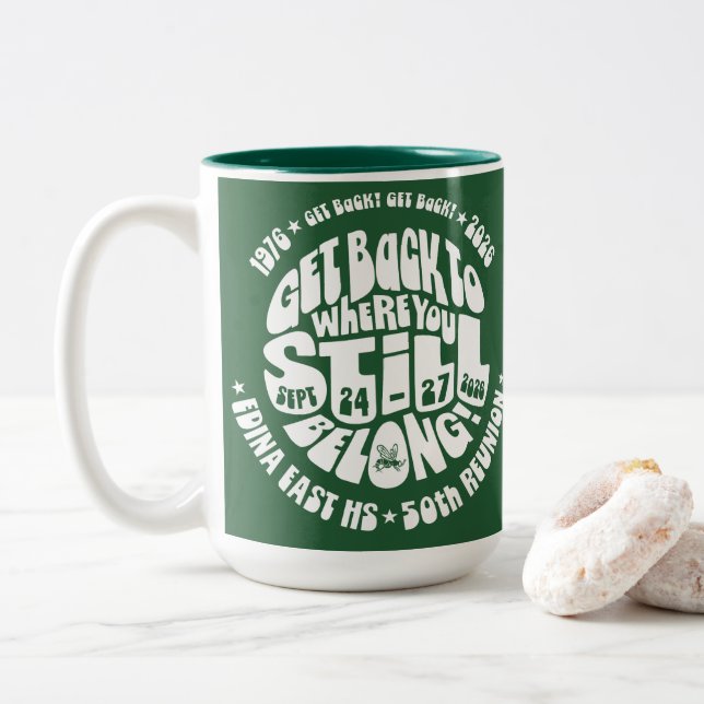 Grand mug à café de 16 oz : Vert et Blanc (Avec donut)