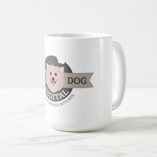 Grand Mug à Café Pink Dog Digital (Devant droit)