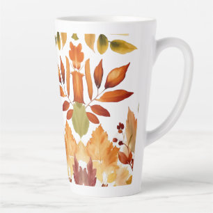 Grand mug à latte 17oz - Motifs de feuilles et de