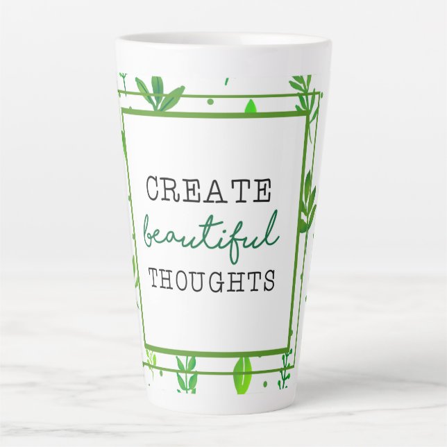 Grand mug à latte | Impression de motif de feuille (Devant)