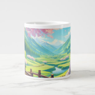 Grand mug artistique 'Paysage de vallée panoramiqu