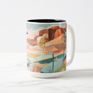 Grand mug avec scène abstraite occidentale