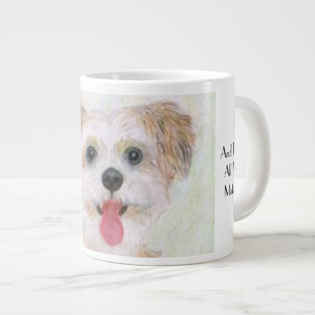 Grand Mug de Café avec Gros Plan de Chien Morkie (Devant droit)