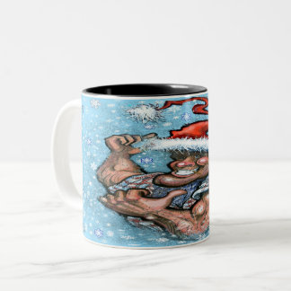 Grand Mug de Café Bicolore Elfe de Noël