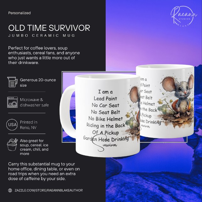 Grand mug en céramique Old Time Survivor (Créateur téléchargé)
