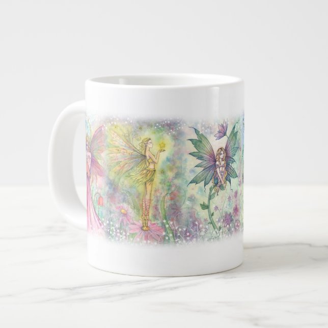 Grand mug Fées des fleurs colorées (Devant gauche)