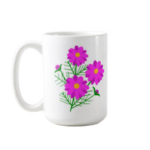 Grand mug floral aux fleurs roses vives