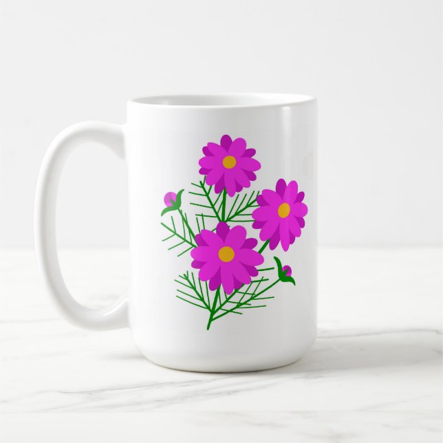 Grand mug floral aux fleurs roses vives (Gauche)