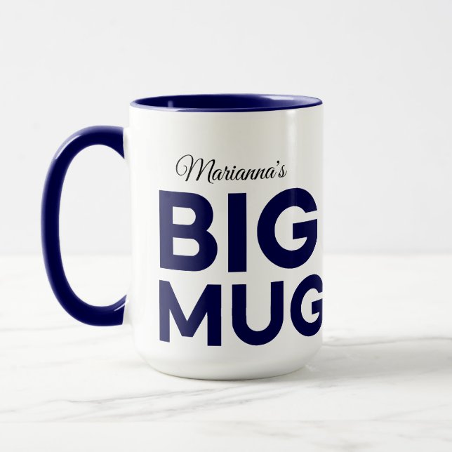 Grand mug marine | Énorme mug | Nom personnalisé é (Gauche)