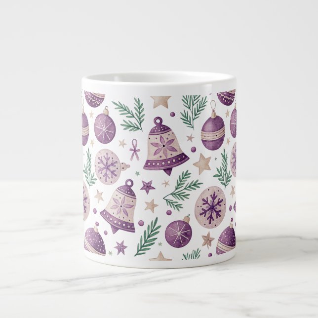 Grand mug – motif festive cloche violette (Devant)