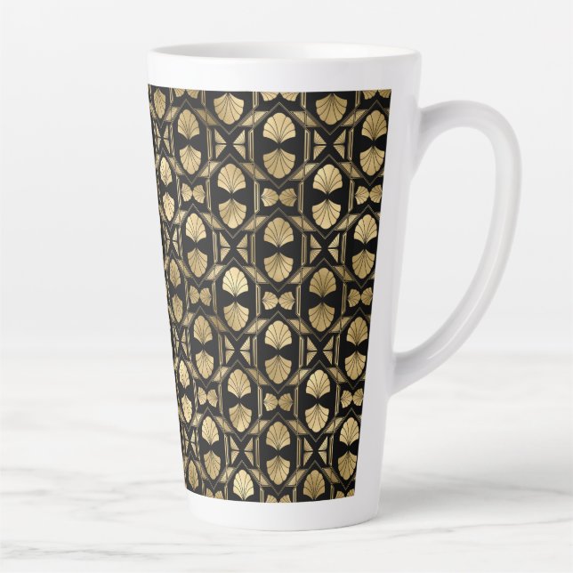 Grand mug pour latte noir et or rose Art Déco (Droite)